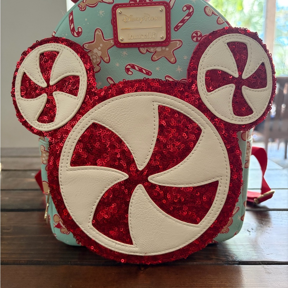 Loungefly Mickey Peppermint Holiday Sequin Backpack